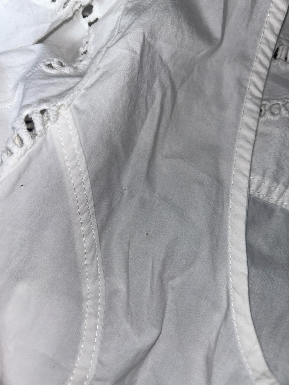 7 For All Mankind Eyelet Balloon Sleeve Cotton Top in White - Women’s Small - Picture 5 of 7